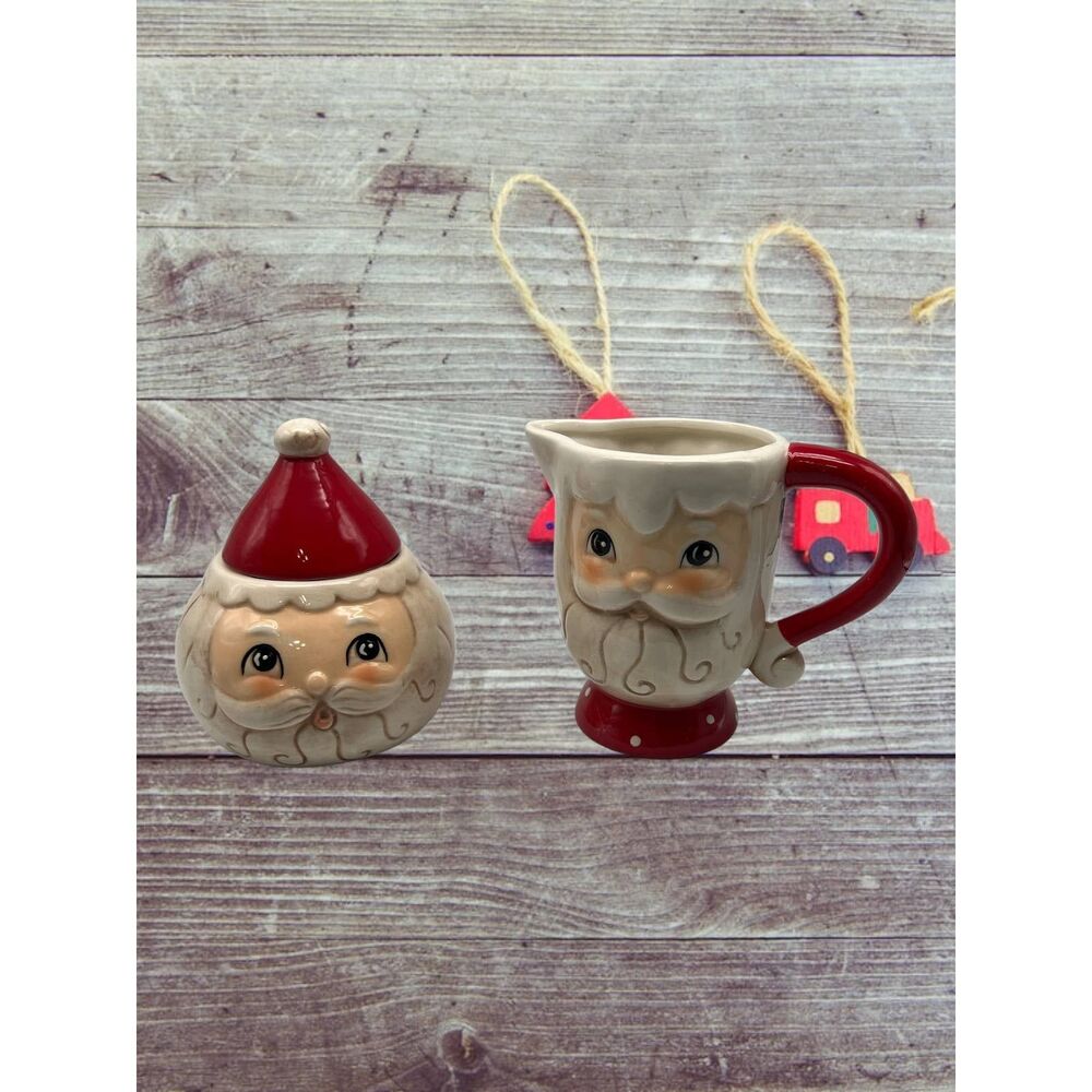 Johanna Parker Santa Sugar and Creamer Christmas Set